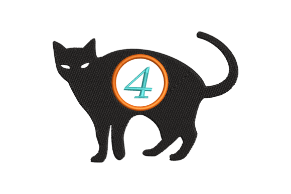 Black Cat Number 4: A Charming Embroidery for Personalized Gifts